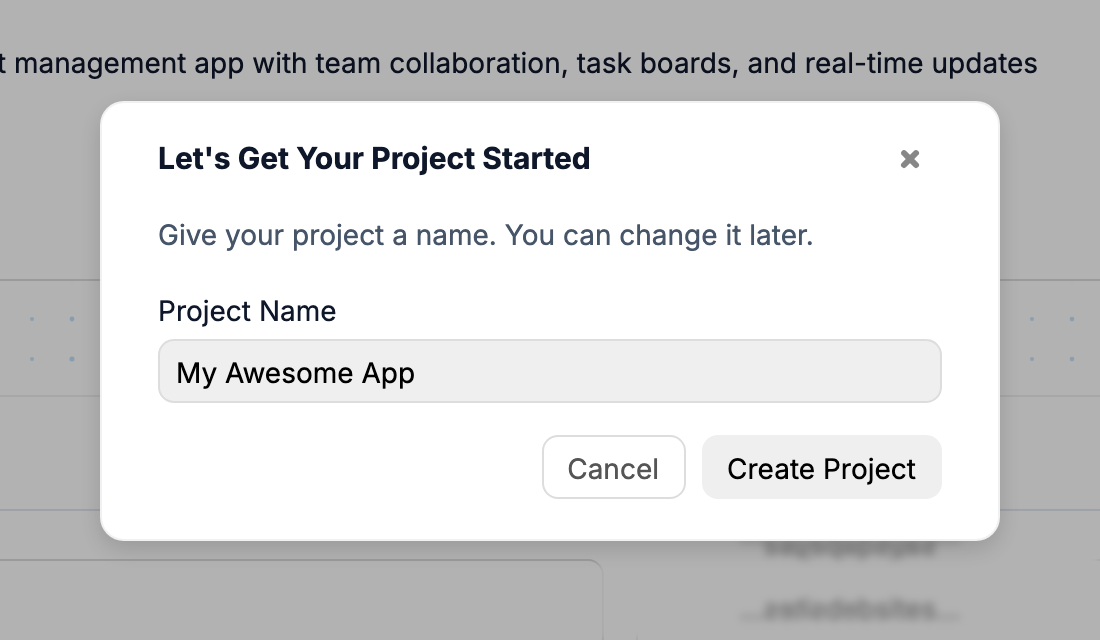 Create Project Dialog