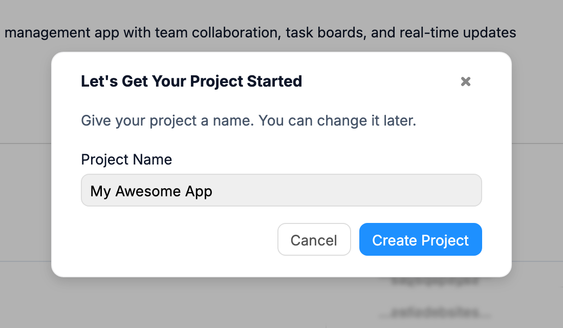 Create Project Dialog