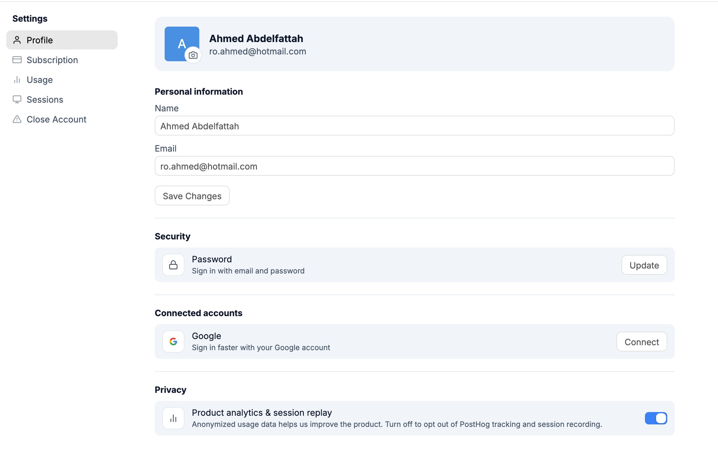 Profile Settings
