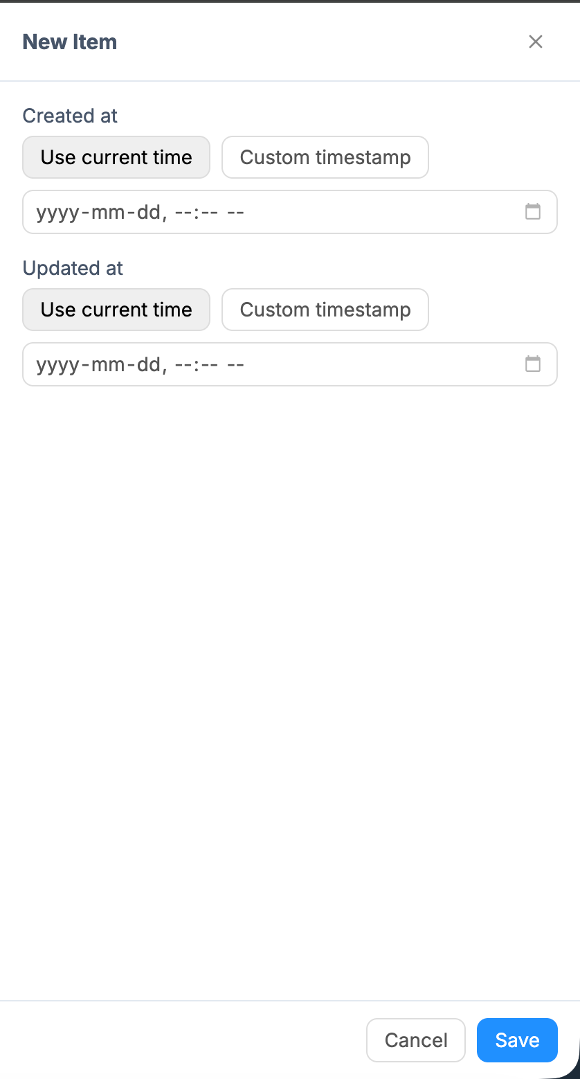 New Item with Timestamps